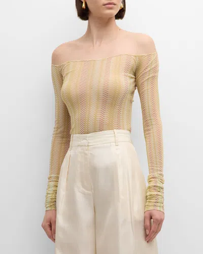 Missoni Checkered Off-shoulder Top In Multi Military