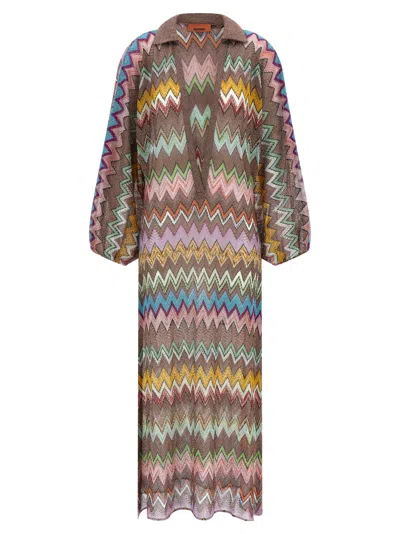 Missoni Zigzag-print V-neck Dress In Multi