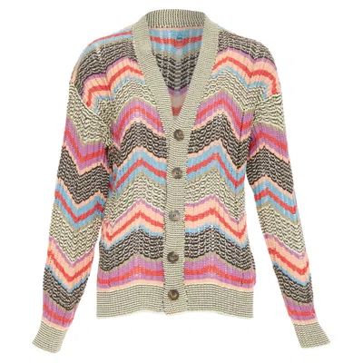 Pre-owned Missoni Chevon Intarsia Knitted Cardigan In Multi