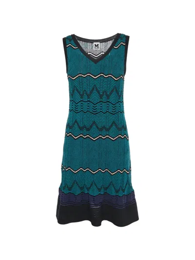 Pre-owned Missoni Chevron A-line Mini Dress In Blue