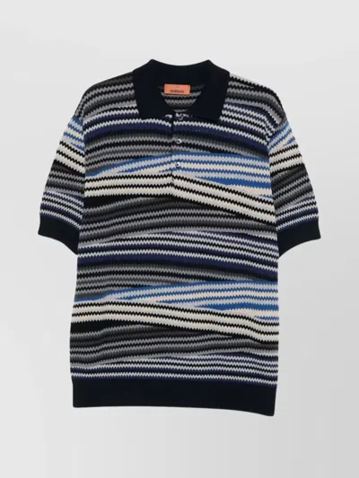 Missoni Striped Polo In Blue