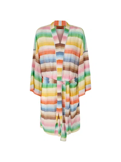 Missoni Chevron Belted Beach Dress In Multi