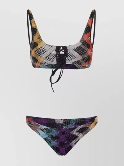 Missoni Chevron Bikini Scoop Neck Viscose Blend In Multi