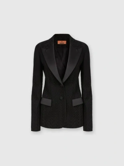 Missoni Chevron Blazer With Satin Details In Black