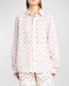 MISSONI CHEVRON BRODERIE ANGLAISE LONG-SLEEVE COLLARED SHIRT