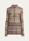 Missoni Chevron Pattern Blouse In Cotton And Viscose Blend In Sm9ej-multicolor