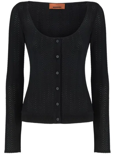 Missoni Chevron Cardigan In Black
