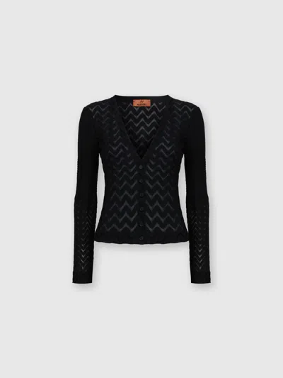 Missoni Chevron Cardigan See-through Effect In Black
