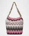 Missoni Chevron Chain Pouch Shoulder Bag In Fabric Wave Sera