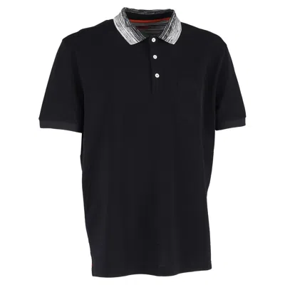 Missoni Chevron Collar Polo Shirt In Black Cotton