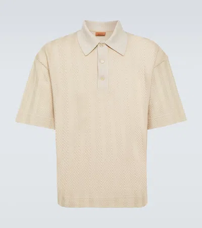 Missoni Chevron Cotton-blend Polo Shirt In Beige