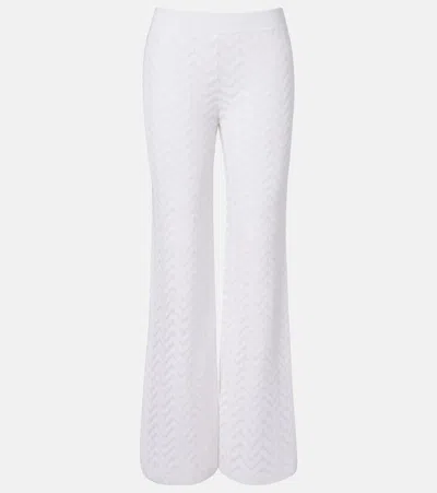 Missoni Chevron Cotton-blend Wide-leg Pants In White