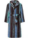 Missoni Chevron Cotton Terry Bathrobe In Blue