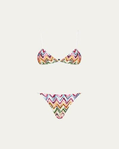 Missoni Chevron Crochet Two-piece Swimsuit In Multi
