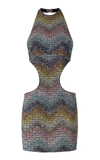 Missoni Chevron Cutout Caperdoni-knit Mini Dress In Multi