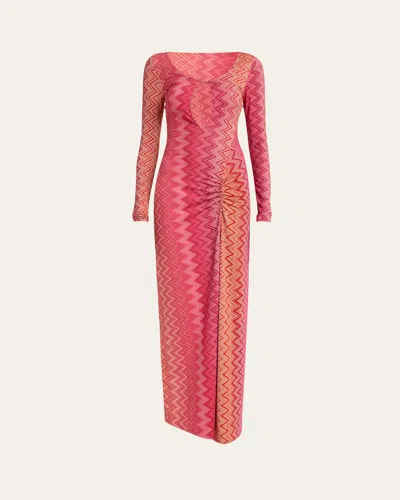 Missoni Chevron Cutout Maxi Dress Coverup In Cherry Chevron