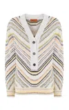 Missoni Chevron Deep-v Buttoned Sweater In Multi