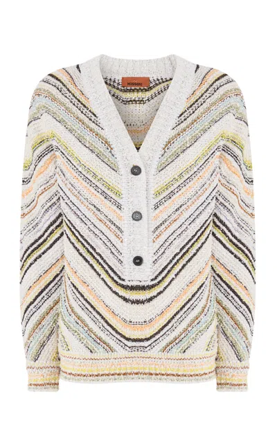 Missoni Chevron Deep-v Buttoned Sweater In Multi