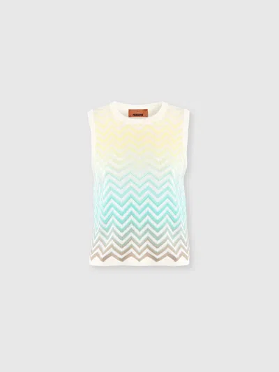 Missoni Chevron Dégradé Cotton And Viscose Sleeveless Top In Multi