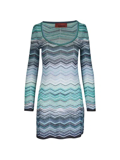 Missoni Zigzag Metallic-knit Mini Dress In Green