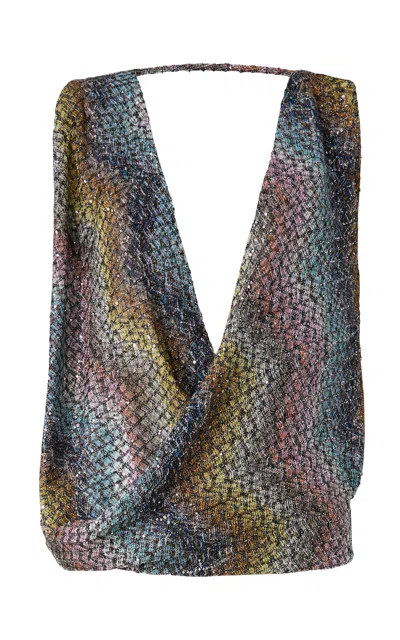 Missoni Chevron Draped Caperdoni-knit Top In Multi