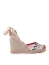Missoni Espadrilles In Chevron Fabric With Wedge And Ankle Laces In Nude & Neutrals
