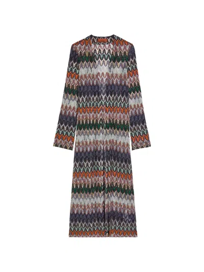 Missoni Chevron Fine-knit Shirt Cardigan In Multi
