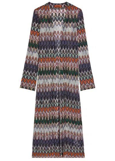 Missoni Chevron Fine-knit Shirt Cardigan In Multi