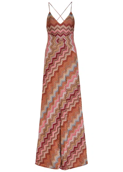 Missoni Chevron Fine-knit Maxi Dress In White
