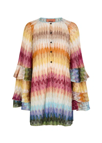 Missoni Chevron Fine-knit Mini Dress In Multi