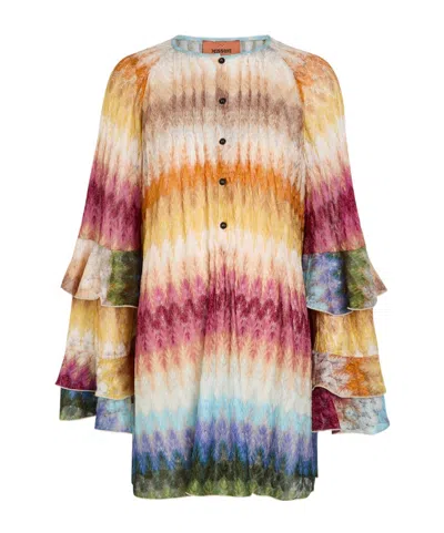 Missoni Chevron Fine-knit Mini Dress In Nude
