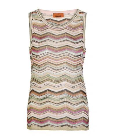 Missoni Chevron Fine-knit Top In White