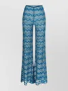 Missoni Zigzag Pattern Flared Pants In Semi-transparent Viscose In Blue