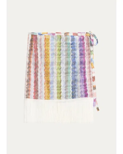 Missoni Chevron Fringe Sarong Mini Skirt In Multi