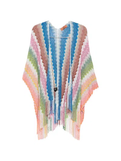 Missoni Chevron Fringed Jacket In Blue