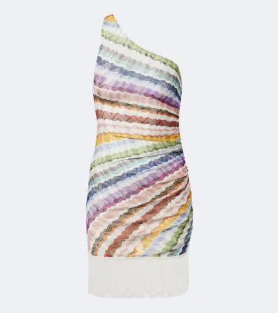 Missoni Chevron Fringed One-shoulder Beach Dress In Multi