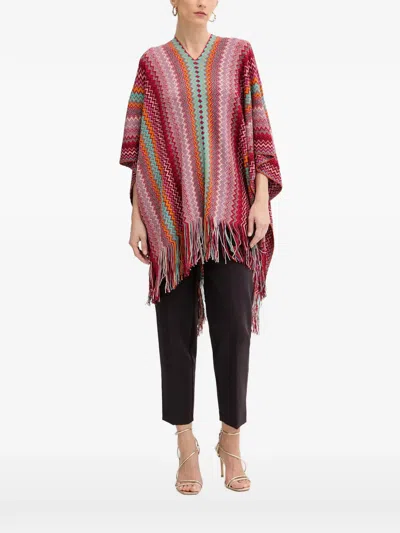 Missoni Chevron Fringed Poncho In Multi