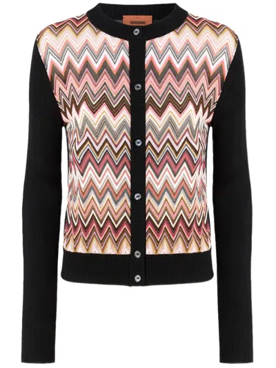 Missoni Chevron-insert Cardigan In Black