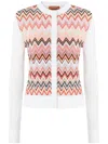 Missoni Zigzag Pattern Cardigan With Round Neckline In Weiss