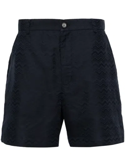 Missoni Chevron-jacquard Chino Shorts In Blue