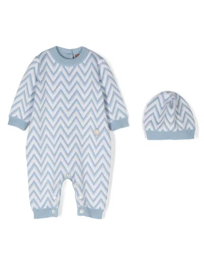 Missoni Chevron-knit Babygrow (set Of Two) In Blue