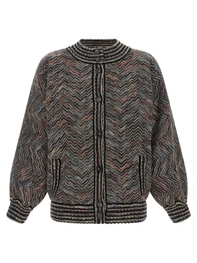 Missoni Chevron Knit Bomber Jacket In Multicolor