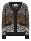 Missoni Crochet Knit Cardigan With Macro Zigzag And Pockets In Black