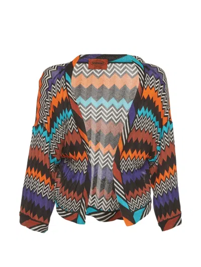 Pre-owned Missoni Chevron Knit Cardigan In Black