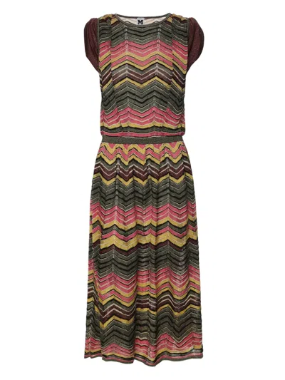 Pre-owned Missoni Chevron-knit Dress In Brown