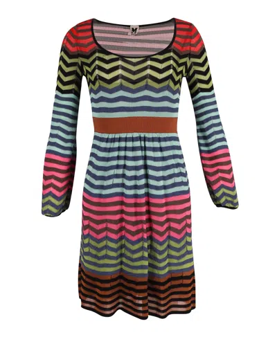 Missoni Chevron Knit Dress In Multicolor Cotton
