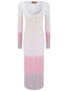 Missoni Long Cardigan In Gradient Chevron Viscose In White