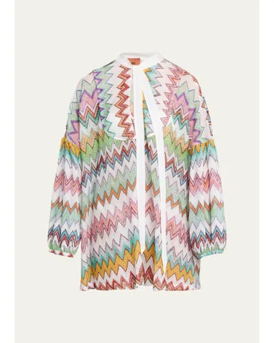Missoni Chevron Knit Mini Dress Coverup In Pink