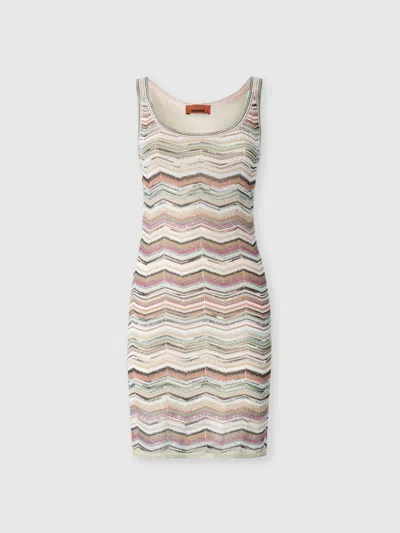 Missoni Chevron Knit Mini Dress With Sequins In Multi