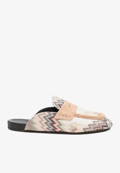 Missoni Chevron Knit Penny Flat Mules In Multi
